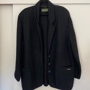 GEIGER Austria Black Boiled Wool Jacket Women’s Size 40 | Classic Minimalist Car